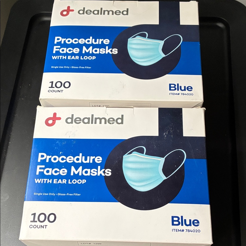 dealmed Blue Procedure Face Masks - 100 Count 2 (Box) 200 MASKS